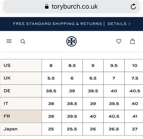 original tory burch shoes|Tory Burch size chart.